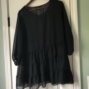 See Through Flowy Peplum Top